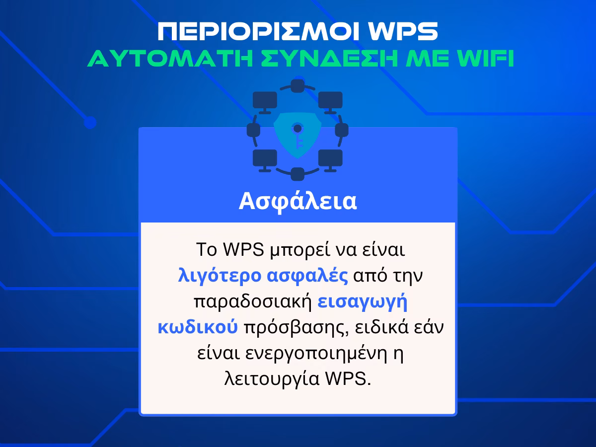 περιορισμοι αυτοματης συνδεσης wifi - wps - ασφαλεια