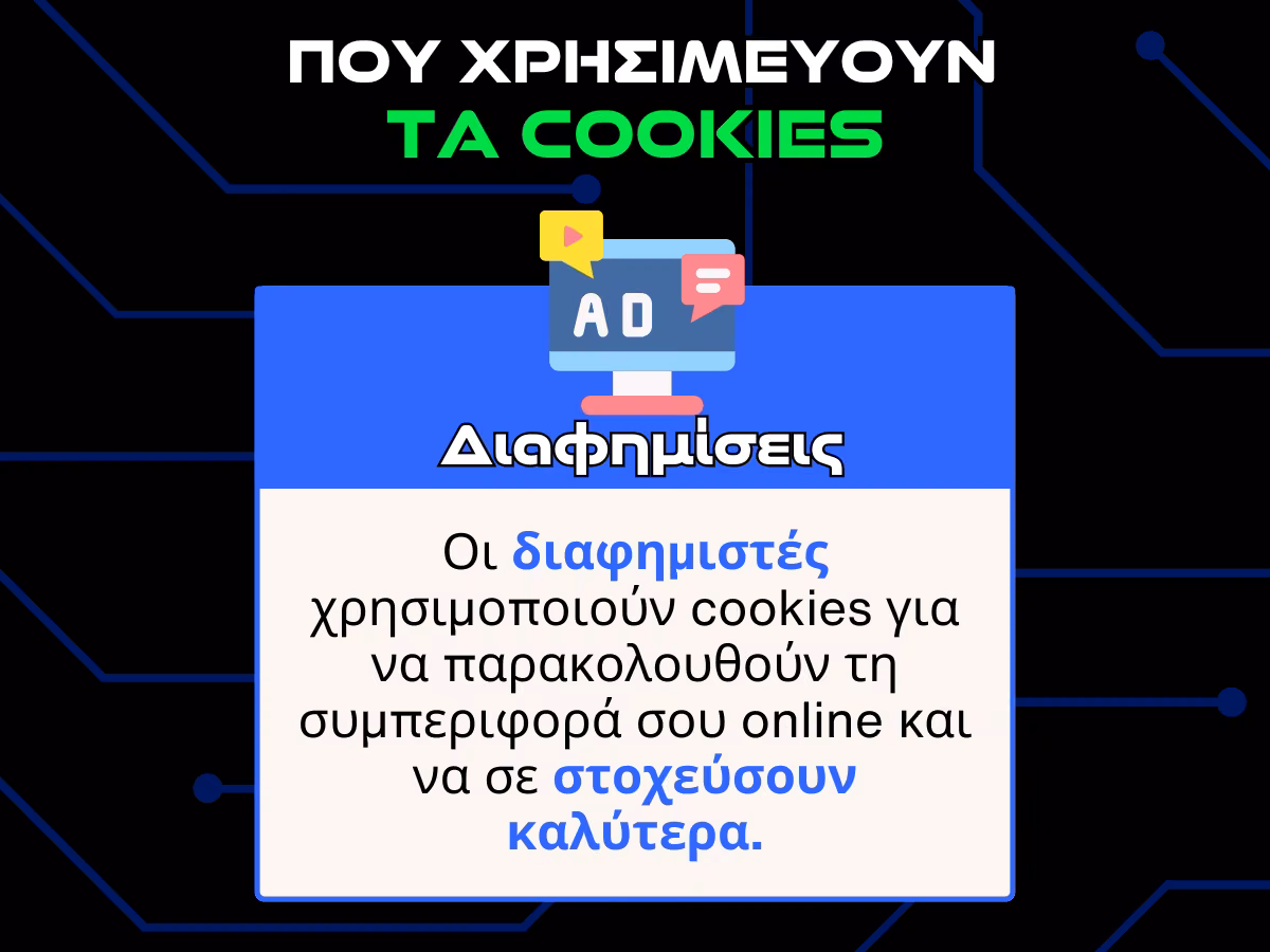 που χρησιμευουν τα cookies - διαφημισεις infographic