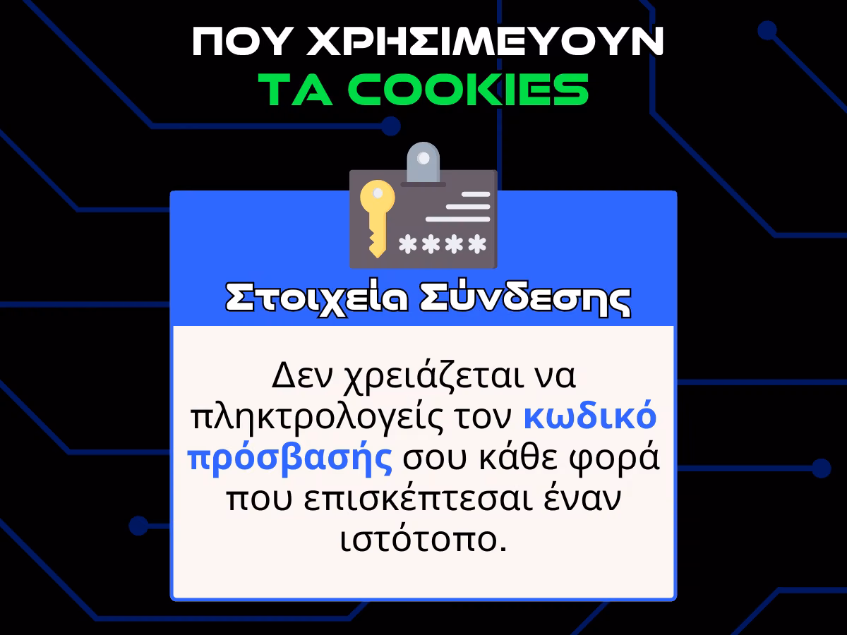 που χρησιμευουν τα cookies - στοιχεια συνδεσης infographic