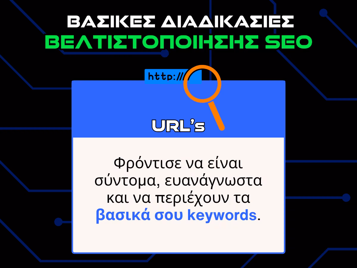βασικες διαδικασιες βελτιστοποιησης SEO - url infographic