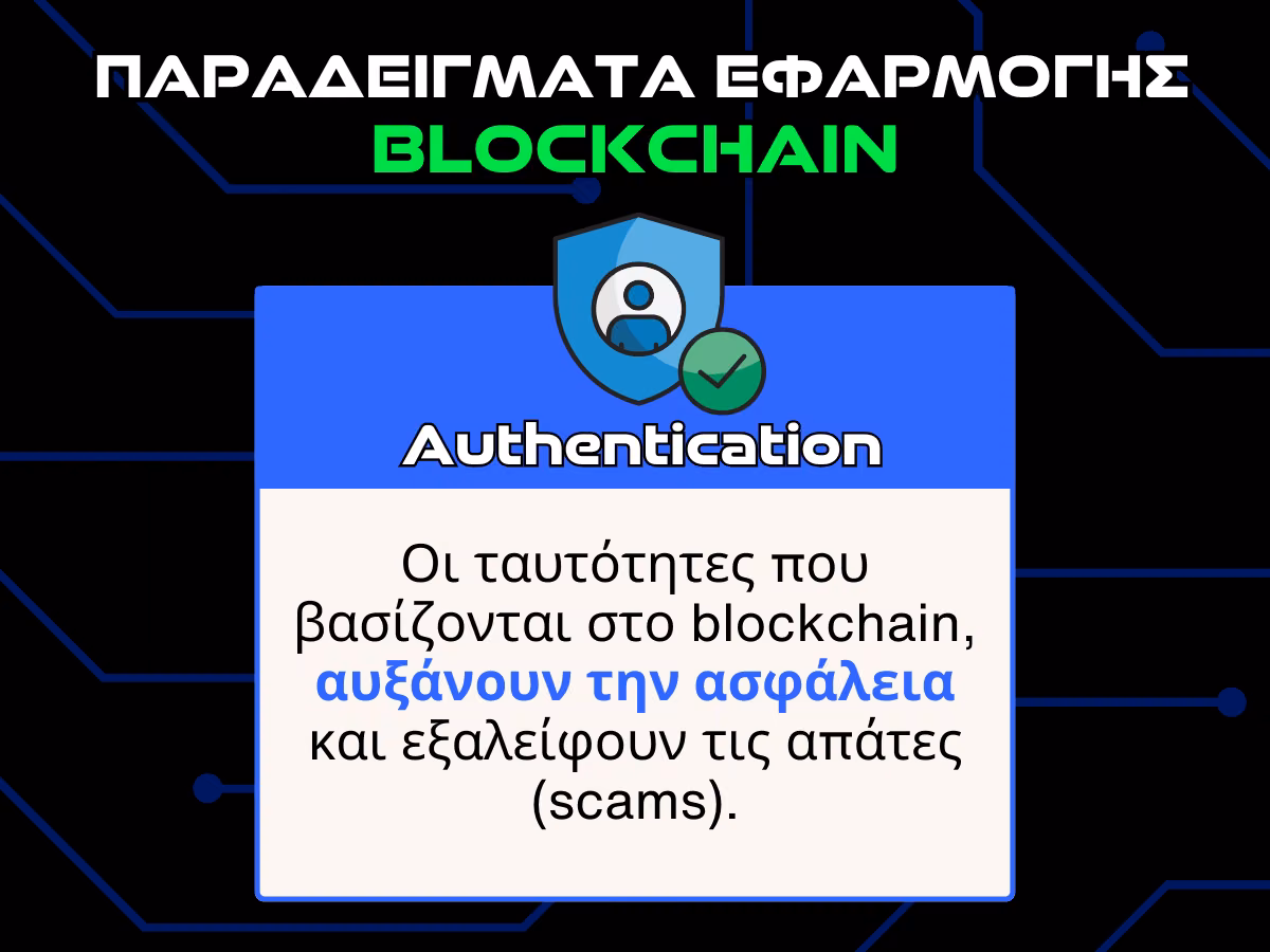 παραδειγματα εφαρμοφης blockchain - authentication infographic