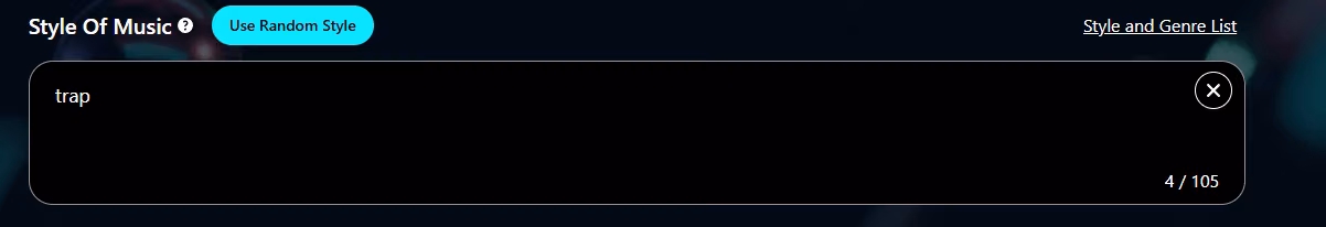 εισαγωγη στυλ για τραγουδι ai - screenshot