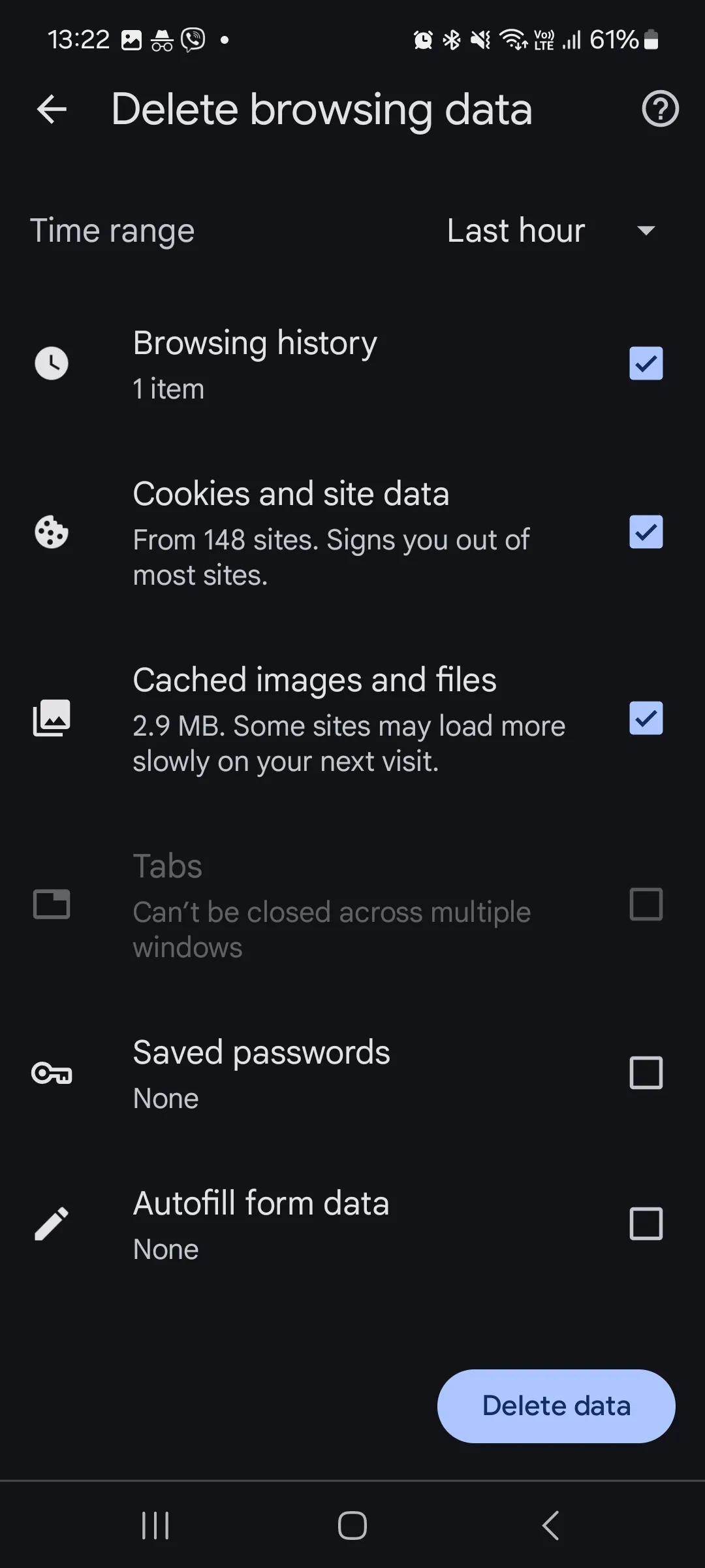 google chrome - καθαρισμος μνημης cache screenshot
