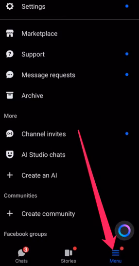 menu messenger - screenshot
