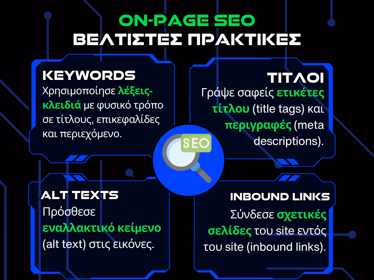 βελτιστες πρακτικες οn-page SEO - infographic