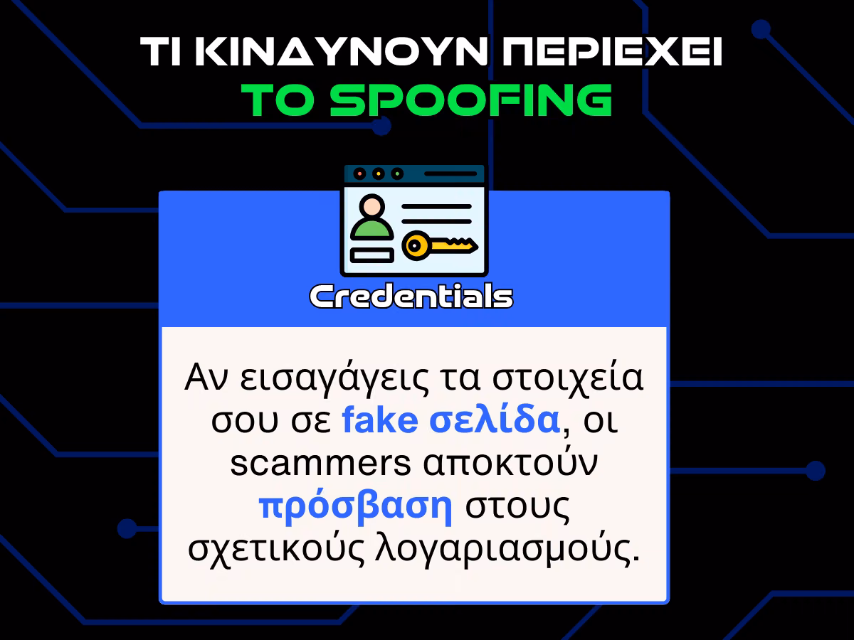 κινδυνοι spoofing - credentials infographic