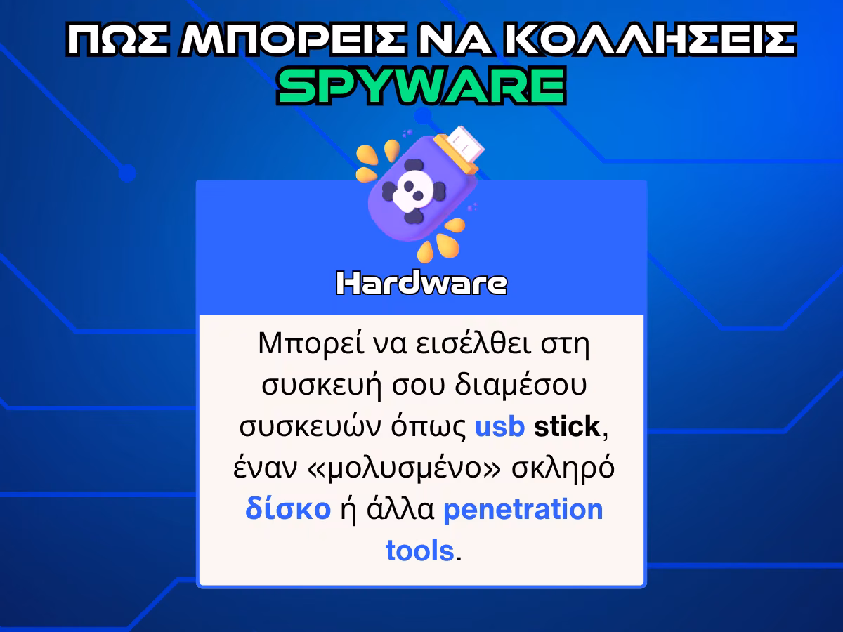 πως μπορεις να κολλησεις spyware - hardware infographic