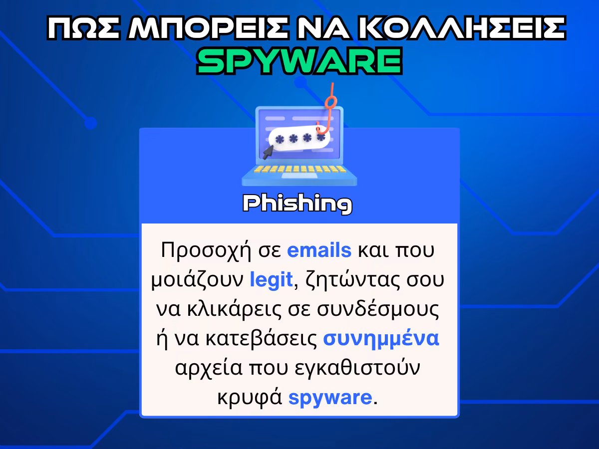 πως μπορεις να κολλησεις spyware - phishing infographic